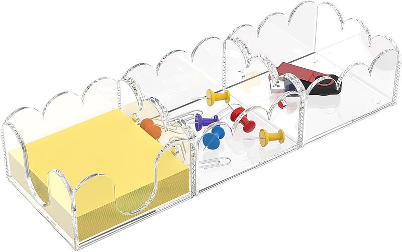 YAGELI Magnetic 3-in-1 Acrylic Sticky Note Holder Dispenser | Modern Desktop Organizer for 3x3 Post It Notes & Memo Pads with Non-Slip Base | for Productive Workspace at Office, Home or School | Clear - Image 1